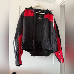 Scorpion Black and Red Motorcycle Riding Jacket with Back /Elbow Plates